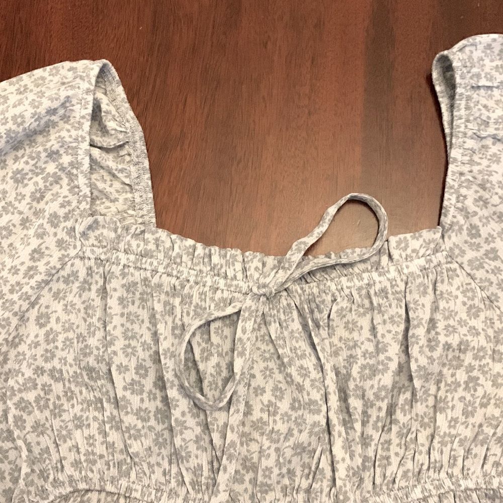 altar’d state blue floral long sleeve cropped tie front blouse Size XS NWT - Picture 5 of 8